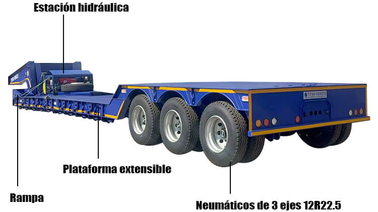 Lowboy Remolque Cama Baja Cuello de Ganso 3 Ejes 60 Toneladas Desmontable En Venta En Costa Rica
