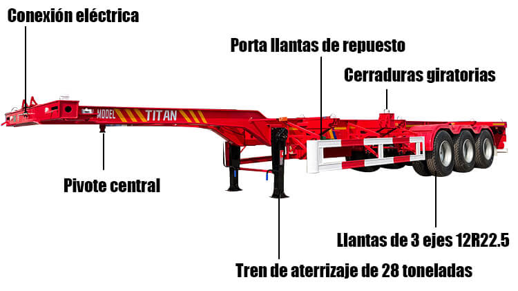 Chasis Portacontenedor de 3 Ejes de 40 Pies En Venta En Costa Rica