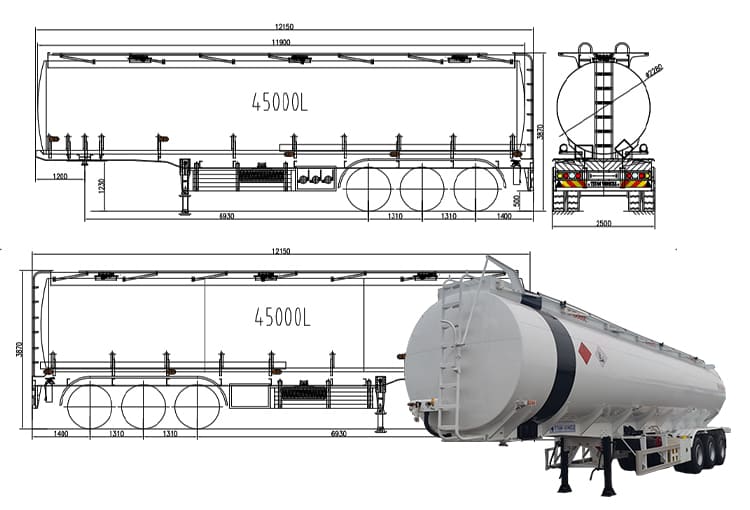 45000 Liters Fuel Tanker Trailer Manufacturers for Sale 