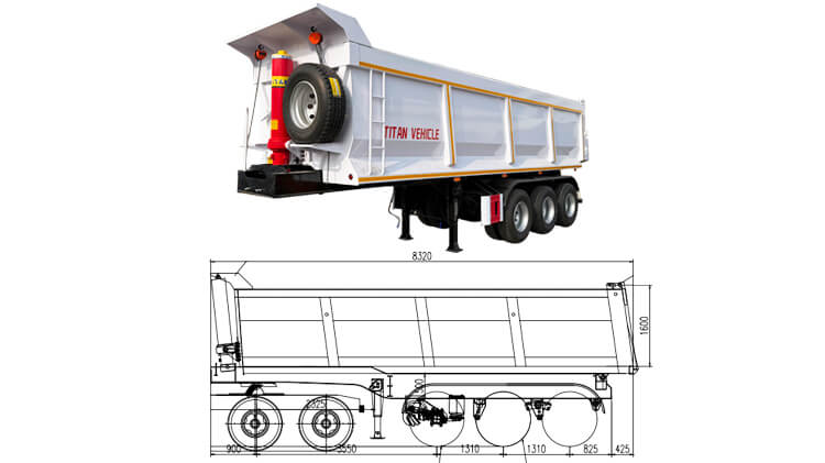 3 Axle End Dump Semi Trailer for Sale in Jamaica