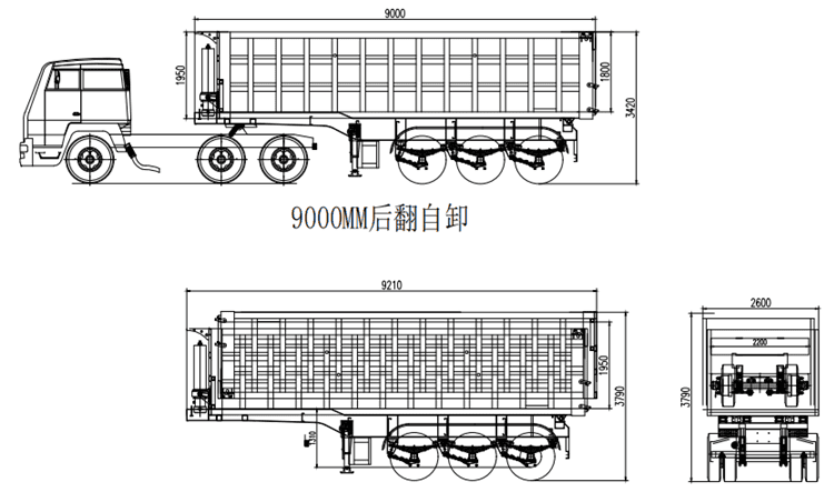 3 Axle Rear Semi Dump Trailers for Sale