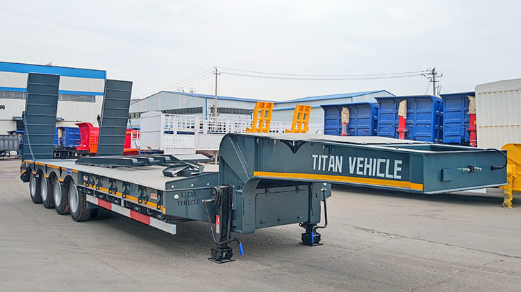 Hydraulic 4 Axle 100 Ton Low Bed Trailer Truck Price for Sale